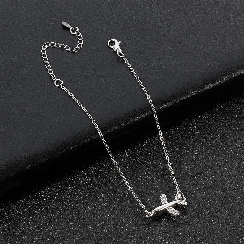Fashion Bracelet For Women Simple Style None Stone Little Plane Fly Higher Silver Color Gift Fashion Jewelry Chain Bracelet