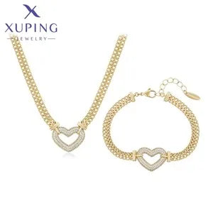 Xuping Jewelry Trendy Promotion Mixed Pulsera Bracelets Earring Group Copper Alloy Gold Plated Charm Bracelets for Women