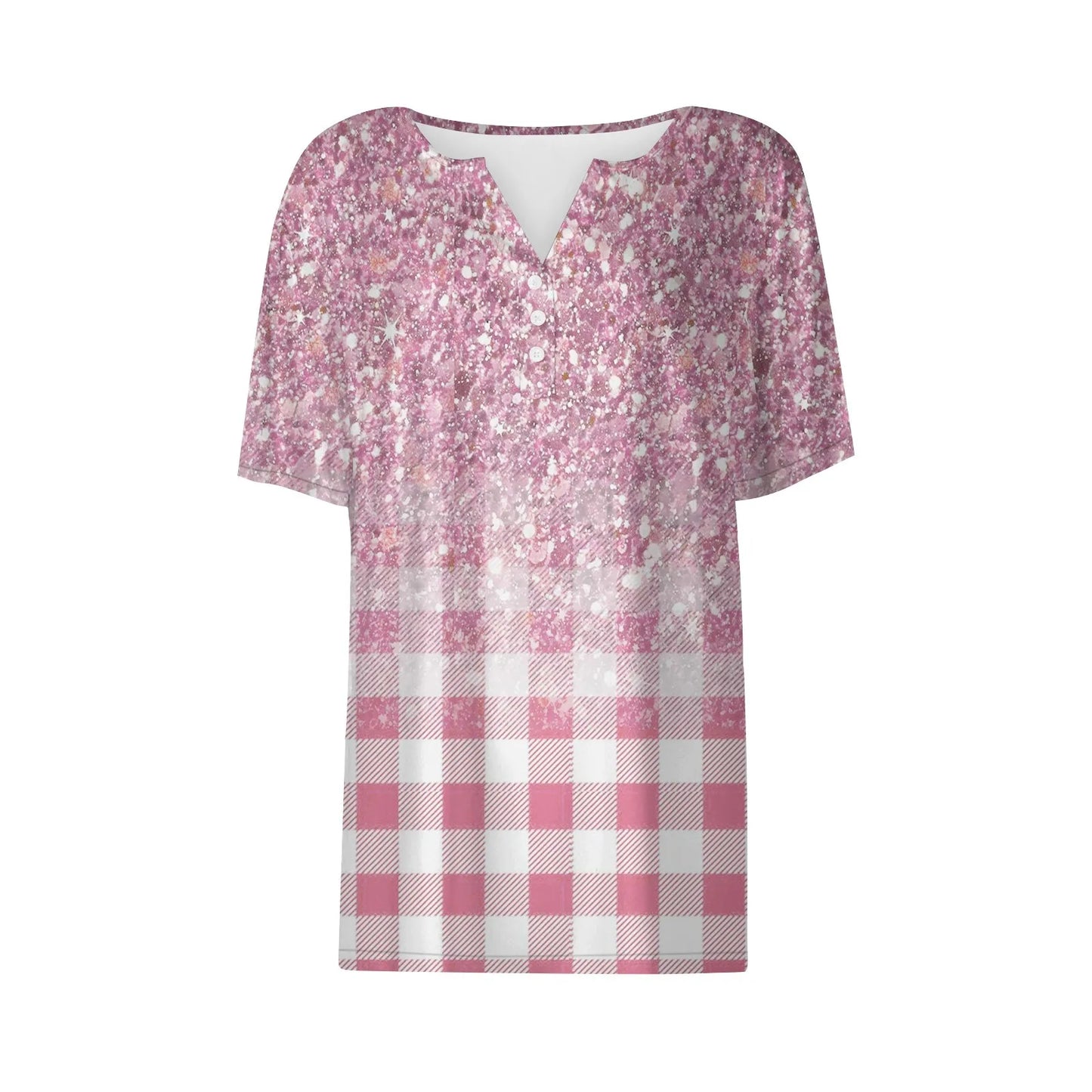 Women's Clothing Summer 2024 Tee Print Button Short Sleeve Daily Weekend Fashion Basic Top Dress Blouses