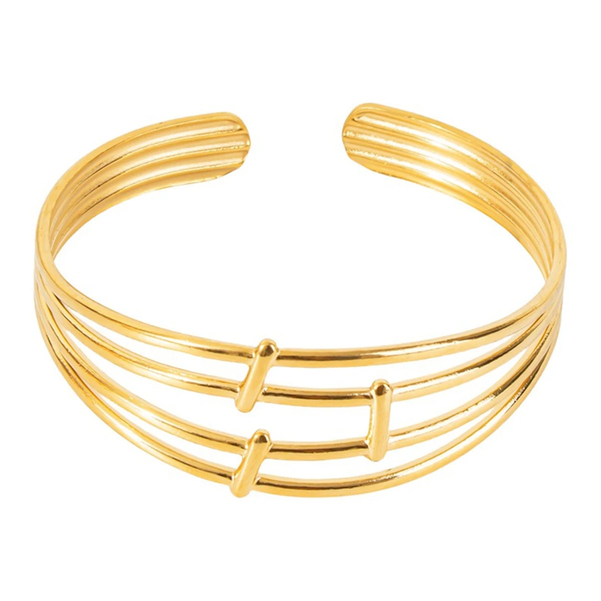 Stainless Steel Bangles for Women Gold Color Multi-layer Hollowing Fashion Bracelets Jewellery Accessories Gift