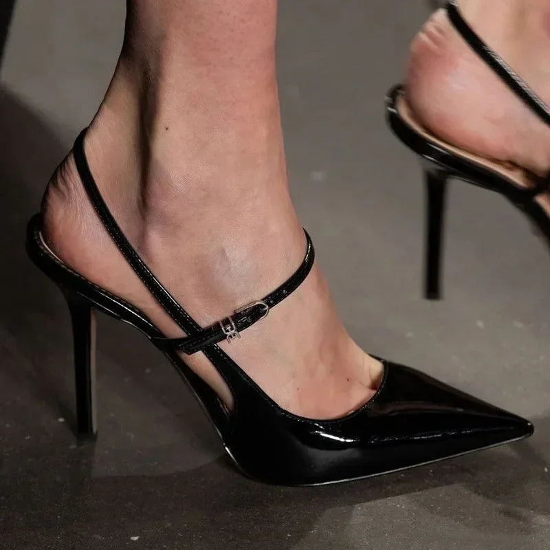 Closed Toe Sandals Comfort Shoes for Women Suit Female Beige High Heels Sexy Retro Stiletto Fashion Black Open High-heeled