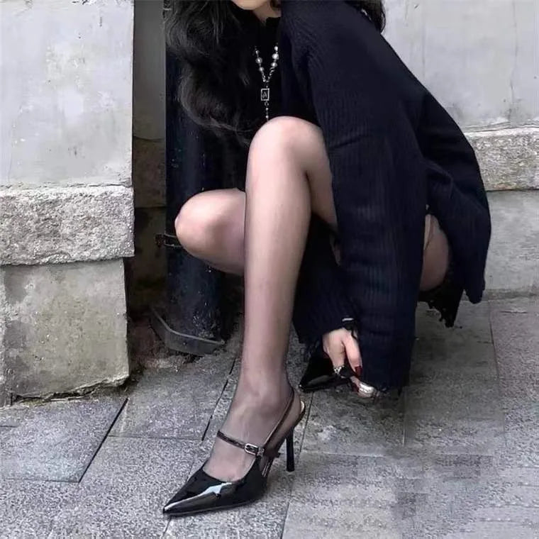 Closed Toe Sandals Comfort Shoes for Women Suit Female Beige High Heels Sexy Retro Stiletto Fashion Black Open High-heeled