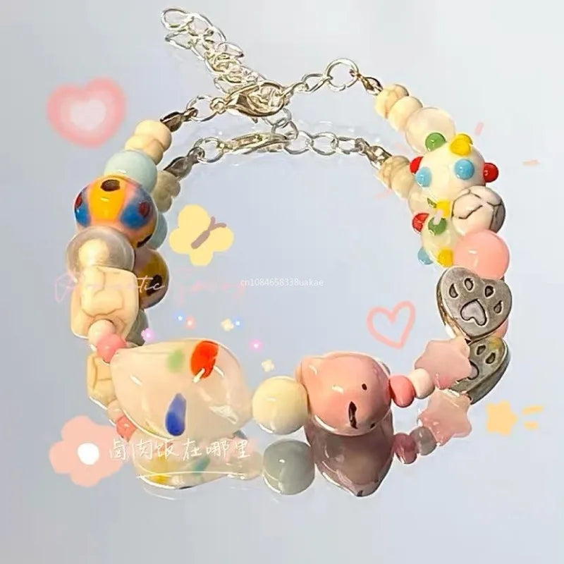 Handmade Colorful Beaded Bracelet Stretch Bracelets Fashion Bangle Elastic Cord Bracelet Statement Jewelry pulseras mujer