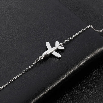 Fashion Bracelet For Women Simple Style None Stone Little Plane Fly Higher Silver Color Gift Fashion Jewelry Chain Bracelet