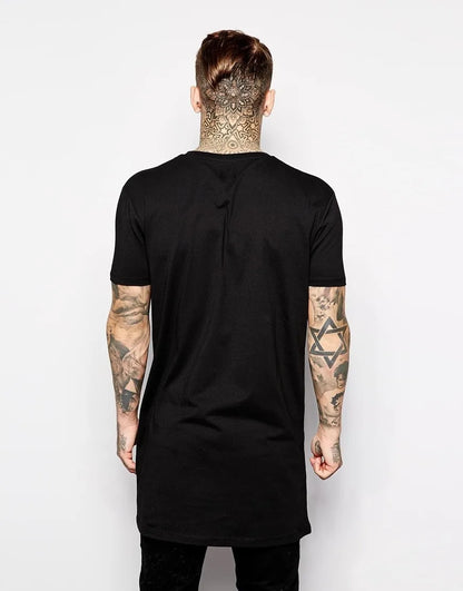 2025 Brand New Clothing Mens Black Mens Long T shirt Tops Hip Hop Man T-shirt Short Sleeve Casual Men Tee shirts For Male