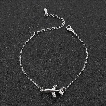 Fashion Bracelet For Women Simple Style None Stone Little Plane Fly Higher Silver Color Gift Fashion Jewelry Chain Bracelet