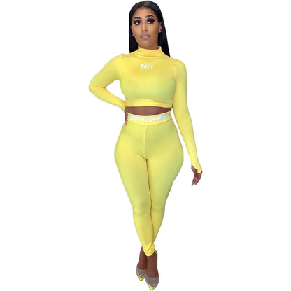 European and N Women's Clothing Hot Cross-border Trade Autumn and Winter Sexy Solid Color Tight Long-sleeved Suit