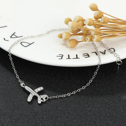 Fashion Bracelet For Women Simple Style None Stone Little Plane Fly Higher Silver Color Gift Fashion Jewelry Chain Bracelet