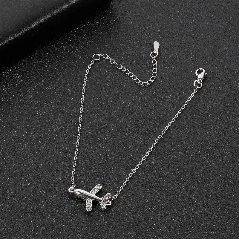 Fashion Bracelet For Women Simple Style None Stone Little Plane Fly Higher Silver Color Gift Fashion Jewelry Chain Bracelet