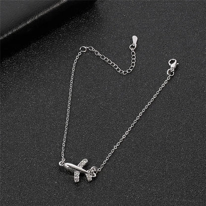 Fashion Bracelet For Women Simple Style None Stone Little Plane Fly Higher Silver Color Gift Fashion Jewelry Chain Bracelet
