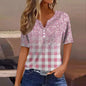 Women's Clothing Summer 2024 Tee Print Button Short Sleeve Daily Weekend Fashion Basic Top Dress Blouses