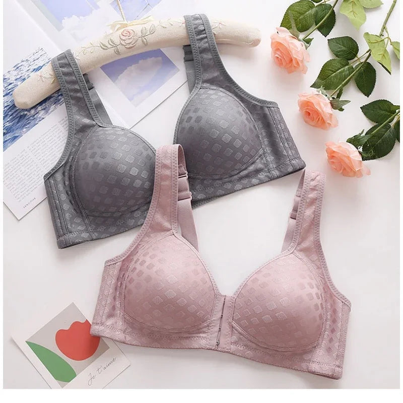 Women Front Buckle Underwear Women Thin Section Without Steel Ring Brassiere Female Comfortable And Breathable Brassiere Mum Bra