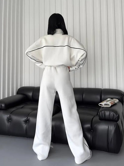 womens clothing 2 pieces set Casual Sports Suits Long Sleeved Half High Collar Cardigan Sweater Trouser Tracksuit Women Clothing