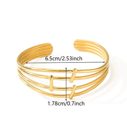 Stainless Steel Bangles for Women Gold Color Multi-layer Hollowing Fashion Bracelets Jewellery Accessories Gift