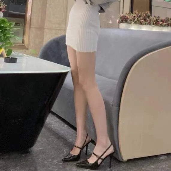 Closed Toe Sandals Comfort Shoes for Women Suit Female Beige High Heels Sexy Retro Stiletto Fashion Black Open High-heeled