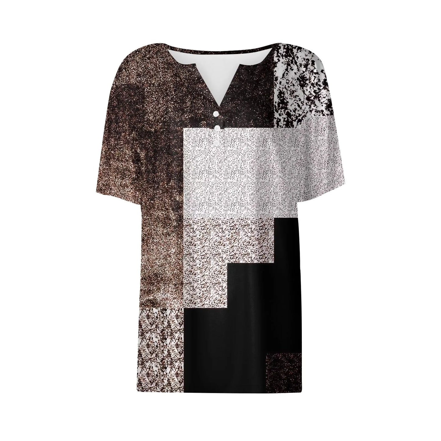 Women's Clothing Summer 2024 Tee Print Button Short Sleeve Daily Weekend Fashion Basic Top Dress Blouses