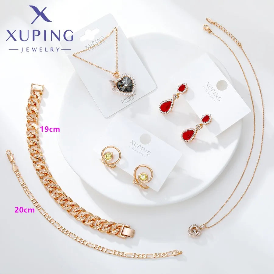 Xuping Jewelry Trendy Promotion Mixed Pulsera Bracelets Earring Group Copper Alloy Gold Plated Charm Bracelets for Women