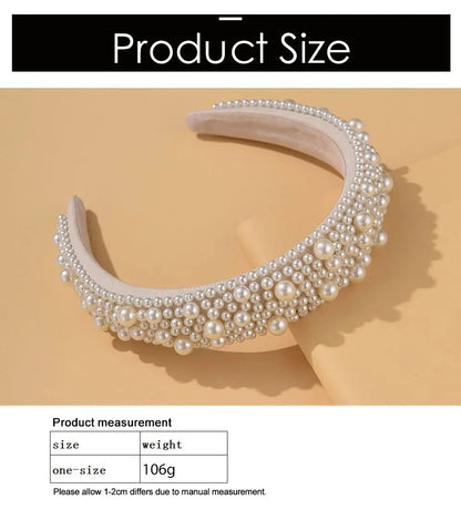 Headband For Women Wedding Bridal Hair Accessories Handmade Wide Hair Hoop Girls Headwear Wedding 2023 Jewelry White Pearl
