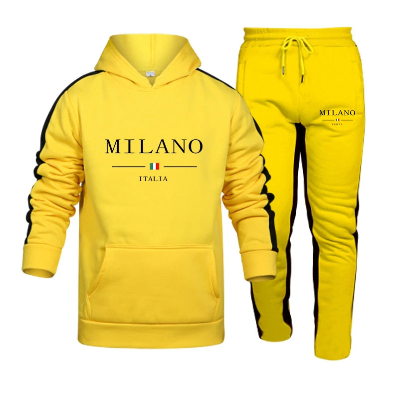 Mens Tracksuit Print Casual Hooded Sweatshirt 2 Piece Set Daily Jogging Men's Clothing Outdoors Sports Suit Hot Sales Streetwear