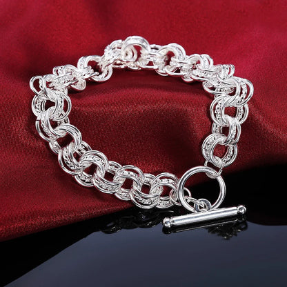 Fashion 925 Sterling Silver Ring Round Bracelets For Women Men Wedding Luxury Quality Jewelry