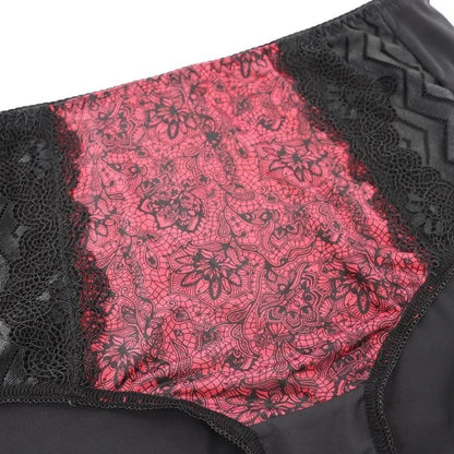Beauwear Red Black Floral Print Lace Underpants for Women Plus Size Xl Xxl Xxxl Xxxxl Xxxxxl Xxxxxxl Ultra-Thin Female Panties