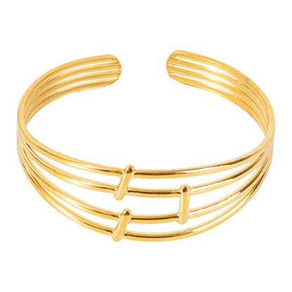 Stainless Steel Bangles for Women Gold Color Multi-layer Hollowing Fashion Bracelets Jewellery Accessories Gift