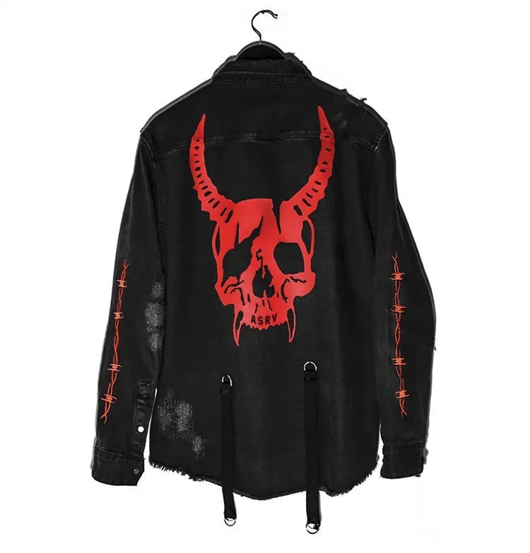 Mens Gym Trend Denim Jacket Techwear Jeans Jackets Causal Fitness Man Loose Clothing Outerwear Coat Cotton Sports Sweatshirt