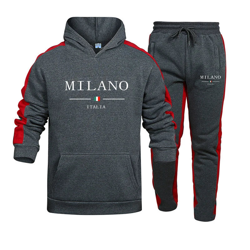 Mens Tracksuit Print Casual Hooded Sweatshirt 2 Piece Set Daily Jogging Men's Clothing Outdoors Sports Suit Hot Sales Streetwear