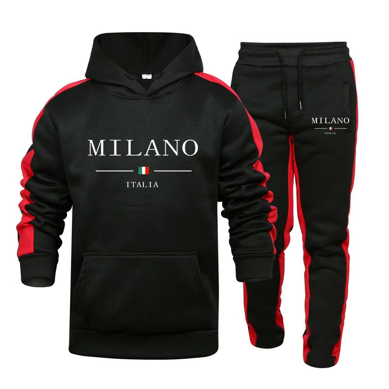 Mens Tracksuit Print Casual Hooded Sweatshirt 2 Piece Set Daily Jogging Men's Clothing Outdoors Sports Suit Hot Sales Streetwear