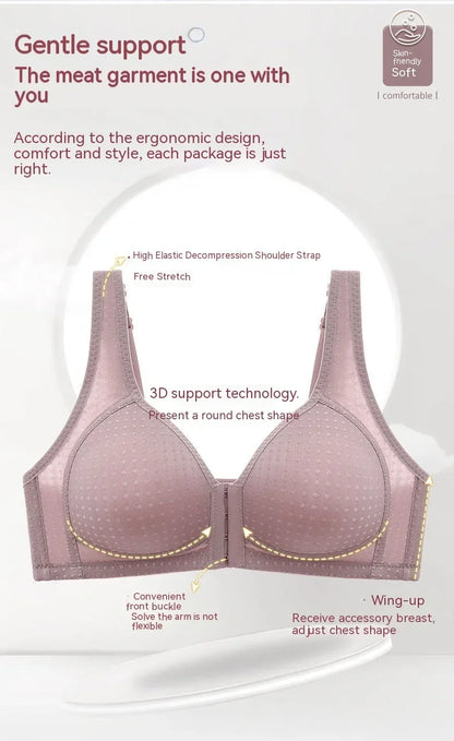 Women Front Buckle Underwear Women Thin Section Without Steel Ring Brassiere Female Comfortable And Breathable Brassiere Mum Bra