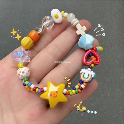 Handmade Colorful Beaded Bracelet Stretch Bracelets Fashion Bangle Elastic Cord Bracelet Statement Jewelry pulseras mujer