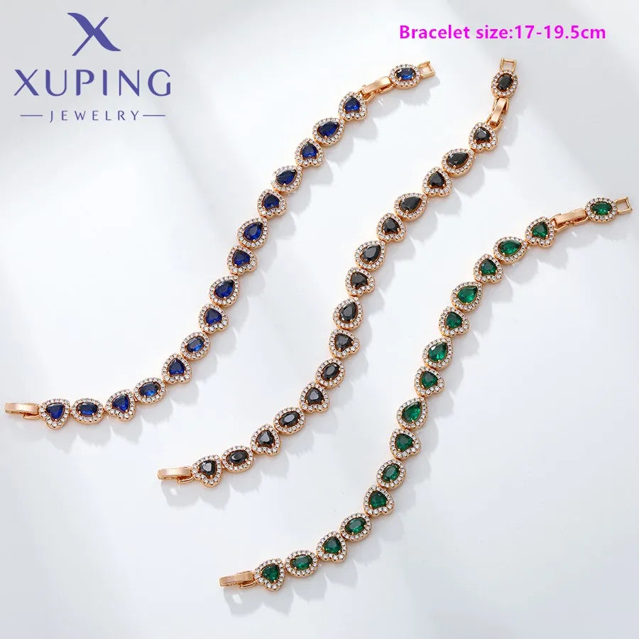 Xuping Jewelry Trendy Promotion Mixed Pulsera Bracelets Earring Group Copper Alloy Gold Plated Charm Bracelets for Women