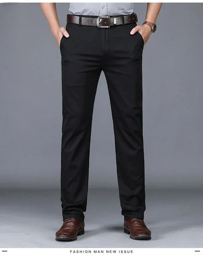 Classic Casual Pants Mens Clothing Straight Business Green Black Khaki Trousers Comfortable Male Brand Clothing 2023