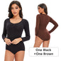 Female Underwear Open Crotch One-Piece Bodysuit Long Sleeve Seamless Waist Trainer Body Shaper Sheath Flat Belly Shapewear Woman
