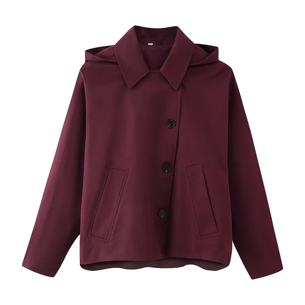 2025 new women's clothing European and American style fashionable design sense lapel bat style short windbreaker