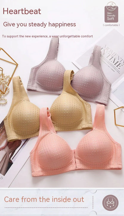 Women Front Buckle Underwear Women Thin Section Without Steel Ring Brassiere Female Comfortable And Breathable Brassiere Mum Bra