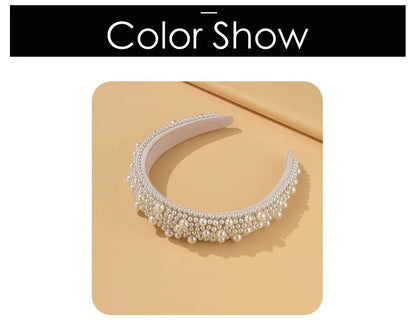 Headband For Women Wedding Bridal Hair Accessories Handmade Wide Hair Hoop Girls Headwear Wedding 2023 Jewelry White Pearl