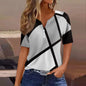 Women's Clothing Summer 2024 Tee Print Button Short Sleeve Daily Weekend Fashion Basic Top Dress Blouses