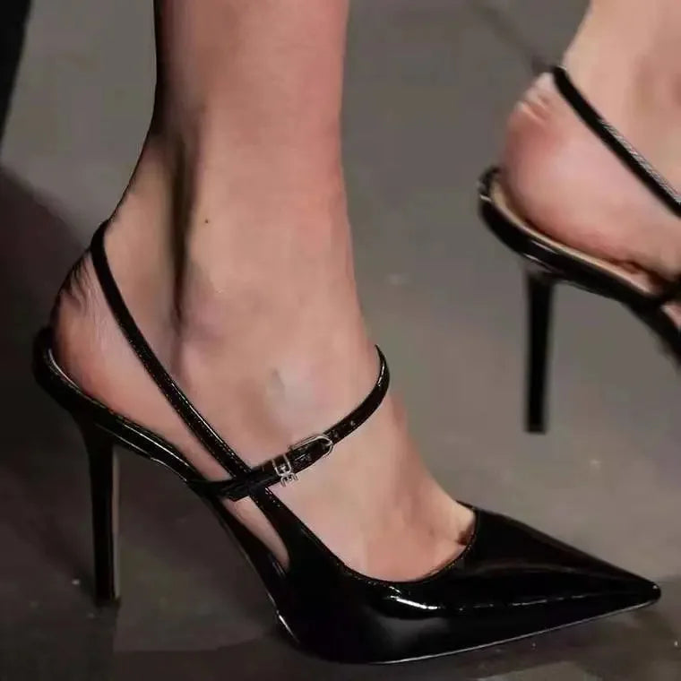 Closed Toe Sandals Comfort Shoes for Women Suit Female Beige High Heels Sexy Retro Stiletto Fashion Black Open High-heeled