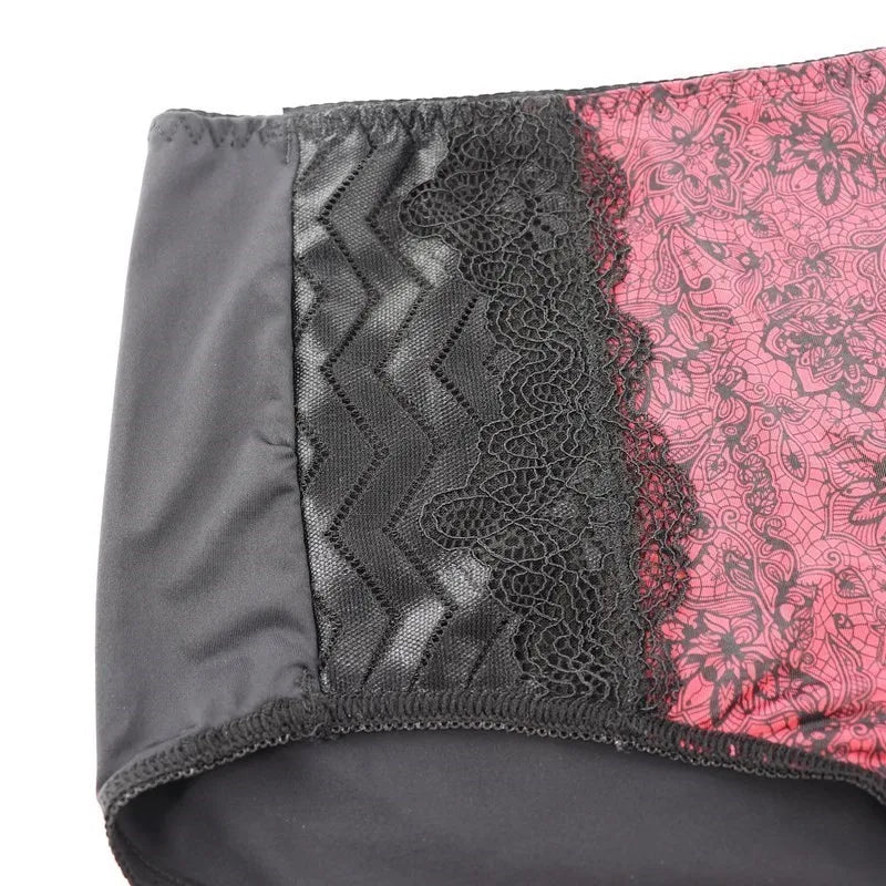 Beauwear Red Black Floral Print Lace Underpants for Women Plus Size Xl Xxl Xxxl Xxxxl Xxxxxl Xxxxxxl Ultra-Thin Female Panties