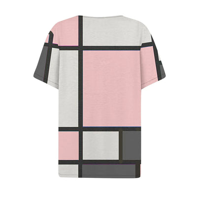 Women's Clothing Summer 2024 Tee Print Button Short Sleeve Daily Weekend Fashion Basic Top Dress Blouses