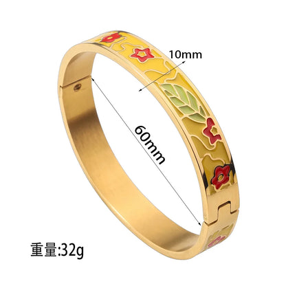 Bohemian Titanium Steel Bangles French Retro Glaze Painted Women Bangles Fashion Bracelets Jewelry Trendy Enamel Accessories