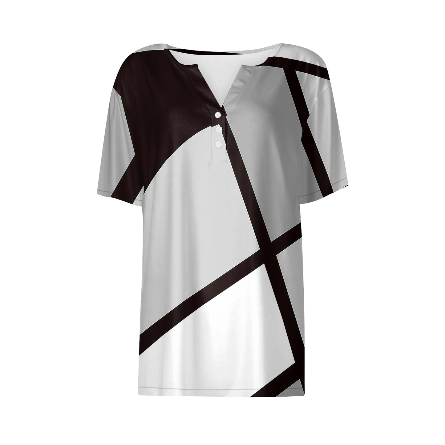 Women's Clothing Summer 2024 Tee Print Button Short Sleeve Daily Weekend Fashion Basic Top Dress Blouses