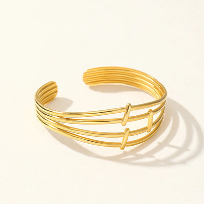 Stainless Steel Bangles for Women Gold Color Multi-layer Hollowing Fashion Bracelets Jewellery Accessories Gift