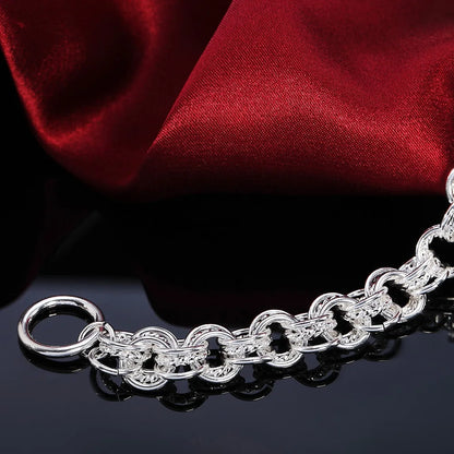 Fashion 925 Sterling Silver Ring Round Bracelets For Women Men Wedding Luxury Quality Jewelry