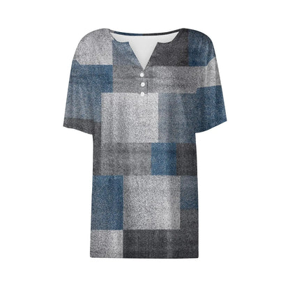Women's Clothing Summer 2024 Tee Print Button Short Sleeve Daily Weekend Fashion Basic Top Dress Blouses