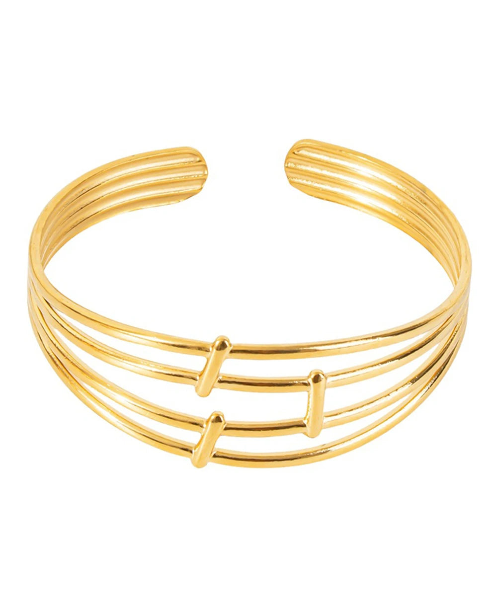 Stainless Steel Bangles for Women Gold Color Multi-layer Hollowing Fashion Bracelets Jewellery Accessories Gift