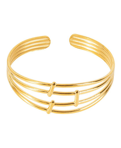 Stainless Steel Bangles for Women Gold Color Multi-layer Hollowing Fashion Bracelets Jewellery Accessories Gift
