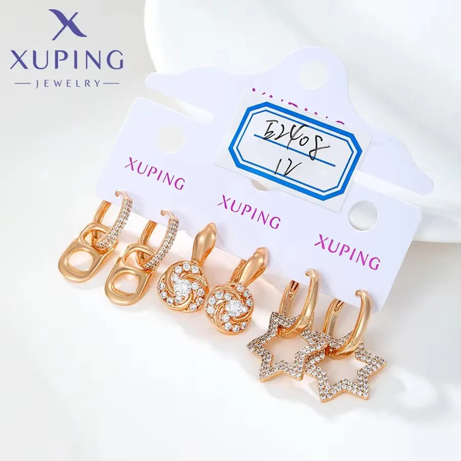 Xuping Jewelry Trendy Promotion Mixed Pulsera Bracelets Earring Group Copper Alloy Gold Plated Charm Bracelets for Women