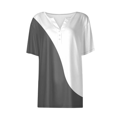 Women's Clothing Summer 2024 Tee Print Button Short Sleeve Daily Weekend Fashion Basic Top Dress Blouses